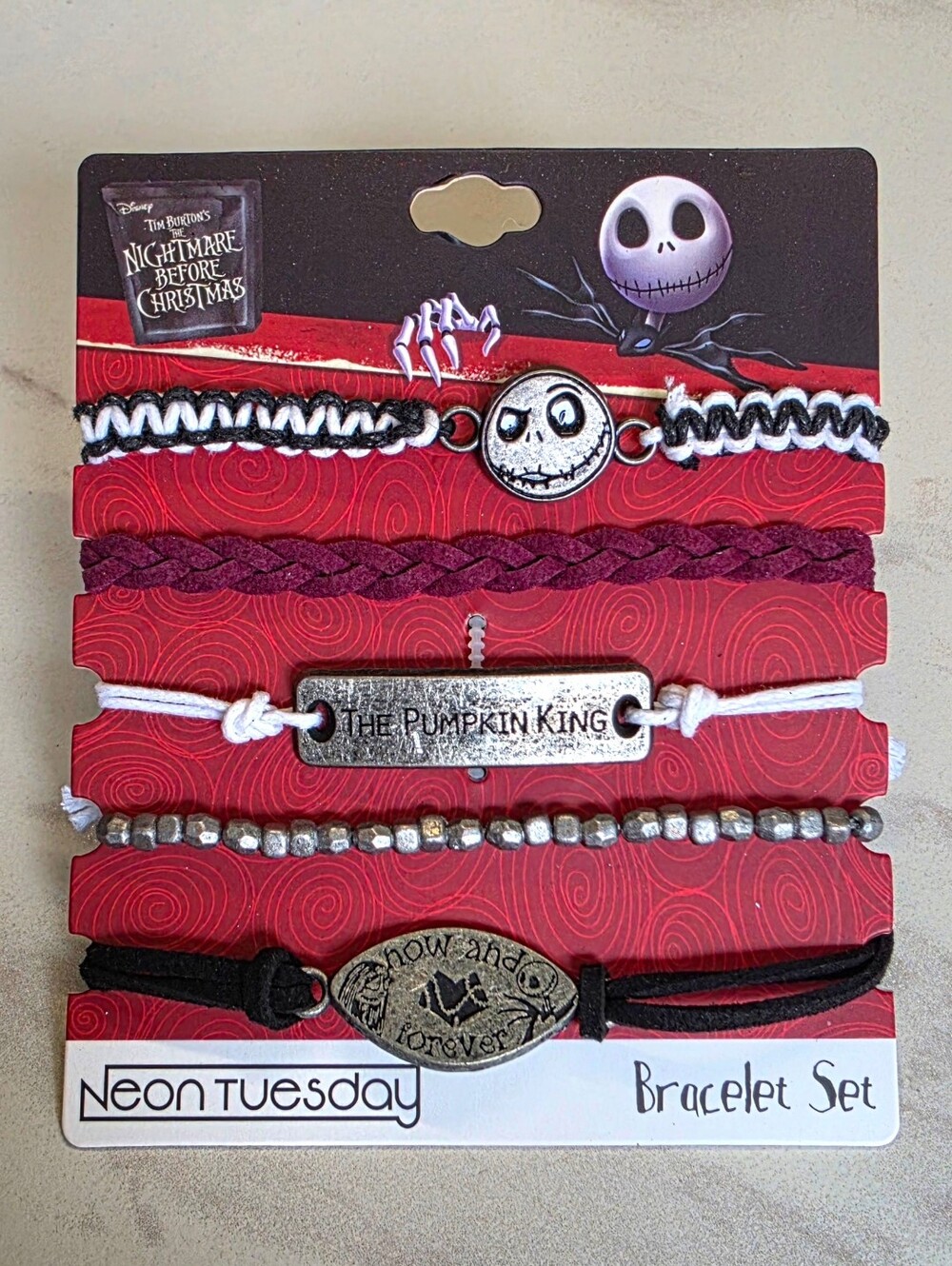 Disney Nightmare Before Christmas Bracelet Set Neon Tuesday Jack Skellington NWT